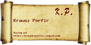 Krausz Porfir névjegykártya
